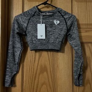 Gray Long Sleeve Crop Top